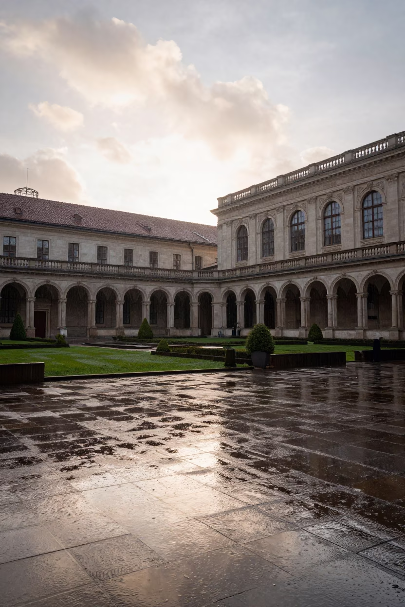 After Rain in Vienna at As First Light Reaches The Scene in in Vienna, Austria