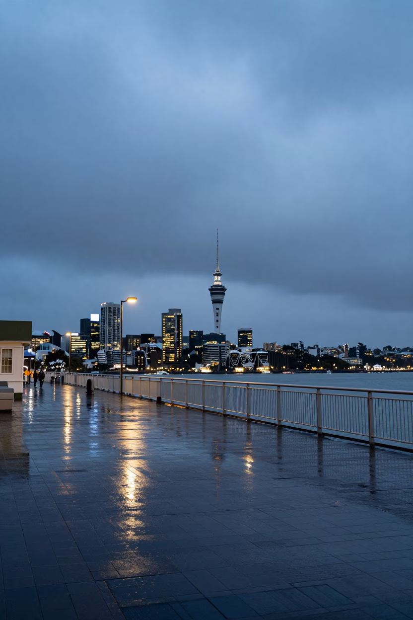 After Storm in Auckland at The Early Evening Light in in Auckland, New Zealand