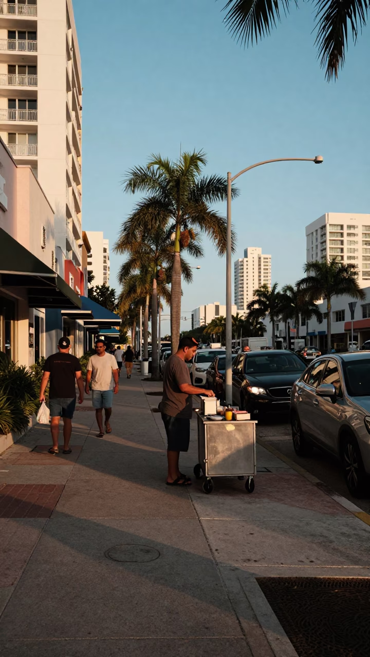 Afternoon Life in Miami at Clear Late-afternoon Light in in Miami, Florida, United States