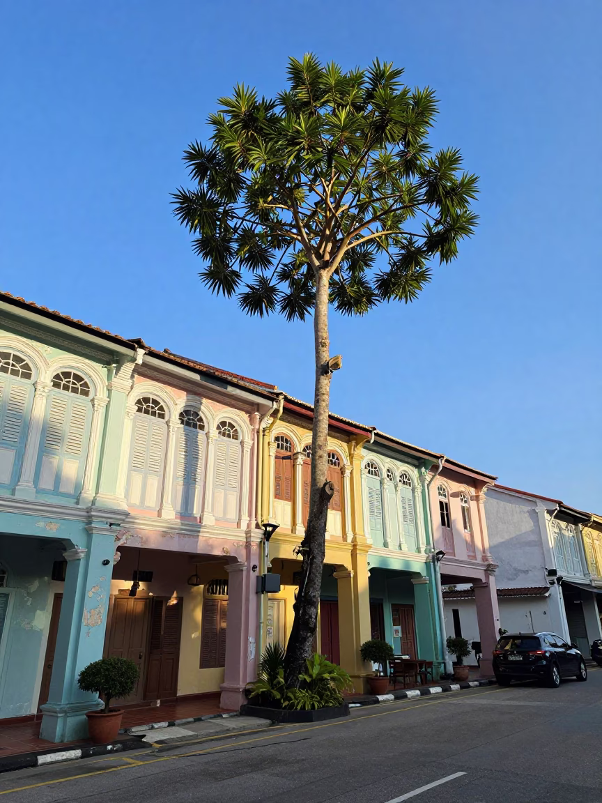 Afternoon Light at Clear Late-afternoon Light in George Town in in George Town, Malaysia