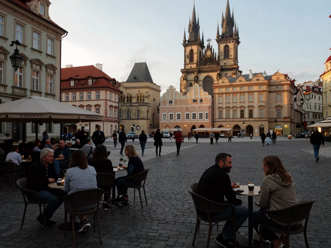 Afternoon Light at The Late Afternoon Light in Prague in in Prague, Czech Republic