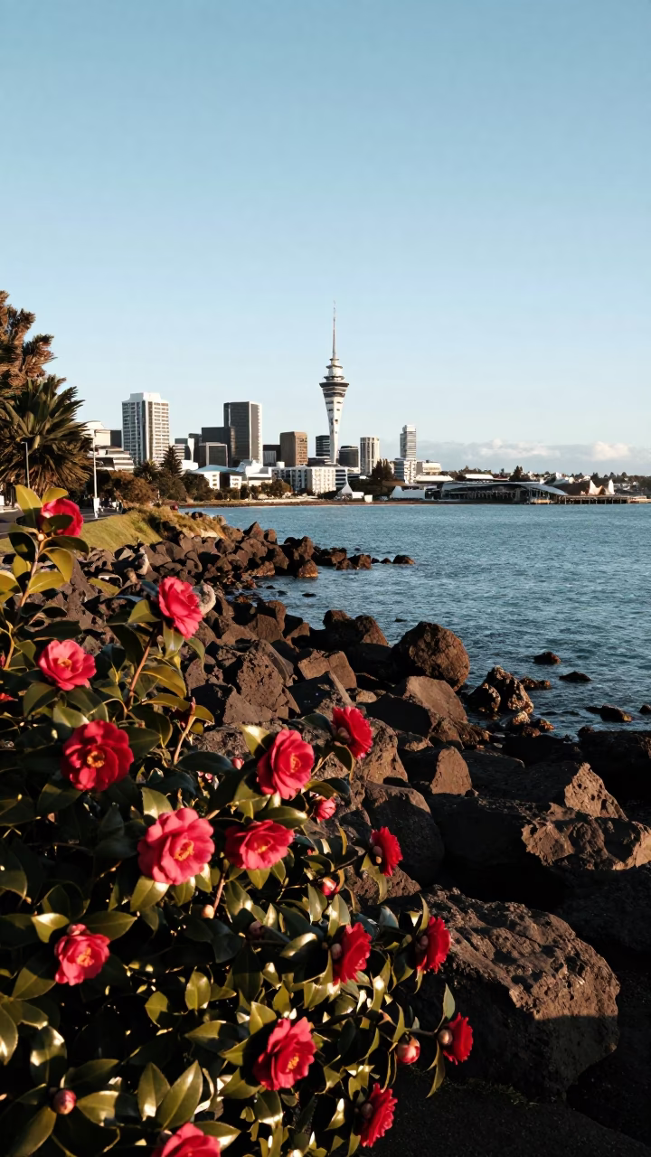 Afternoon Light in Auckland at Clear Late-afternoon Light in in Auckland, New Zealand