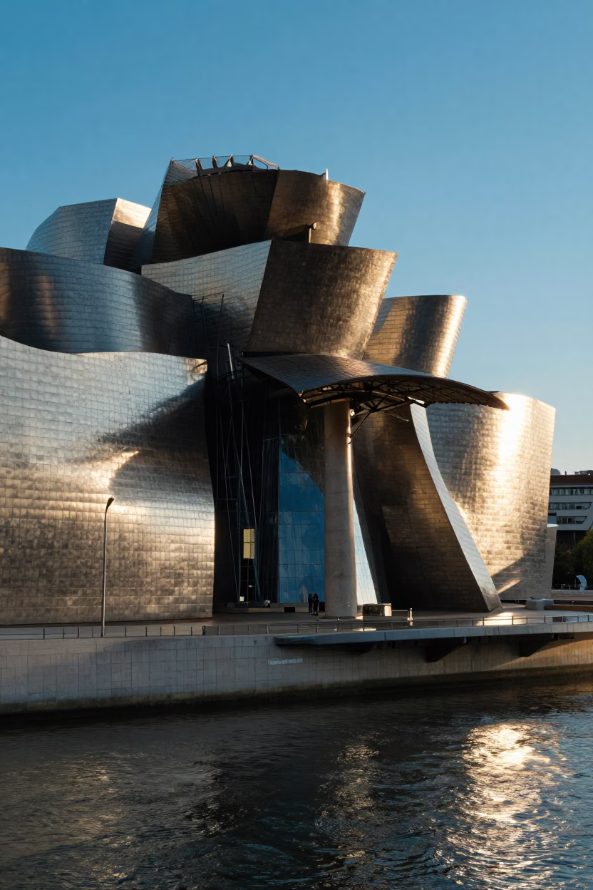 Afternoon Light in Bilbao at Clear Late-afternoon Light in in Bilbao, Spain