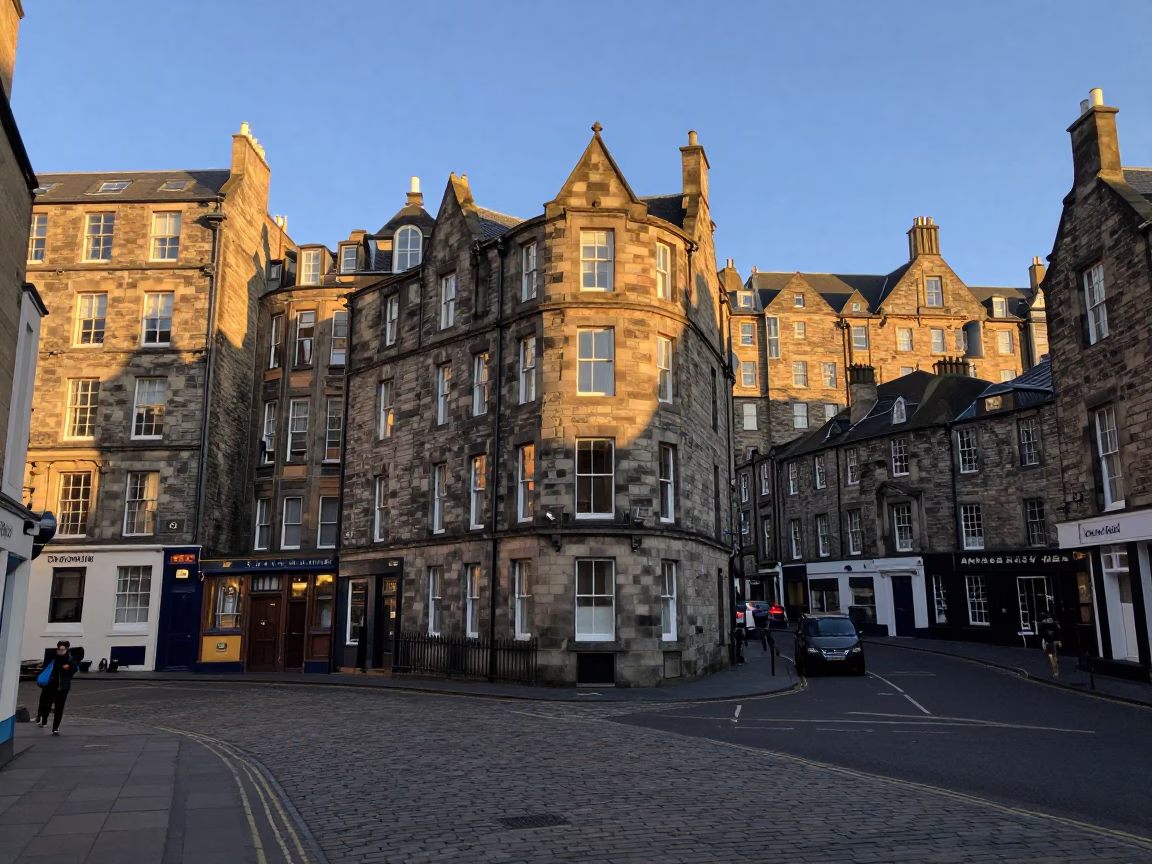 Afternoon Light in Edinburgh at Clear Late-afternoon Light in in Edinburgh, United Kingdom