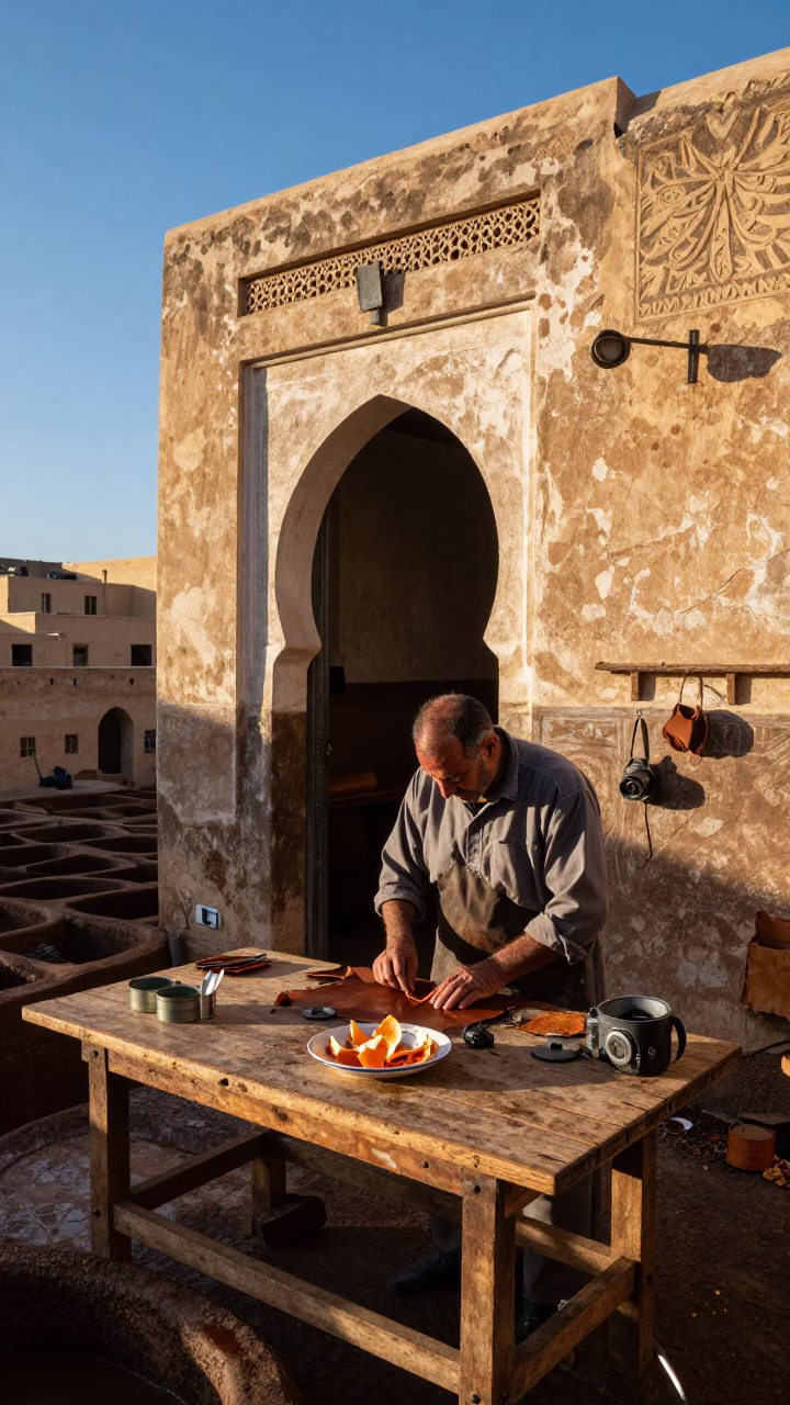 Afternoon Light in Fez at Clear Late-afternoon Light in in Fez, Morocco