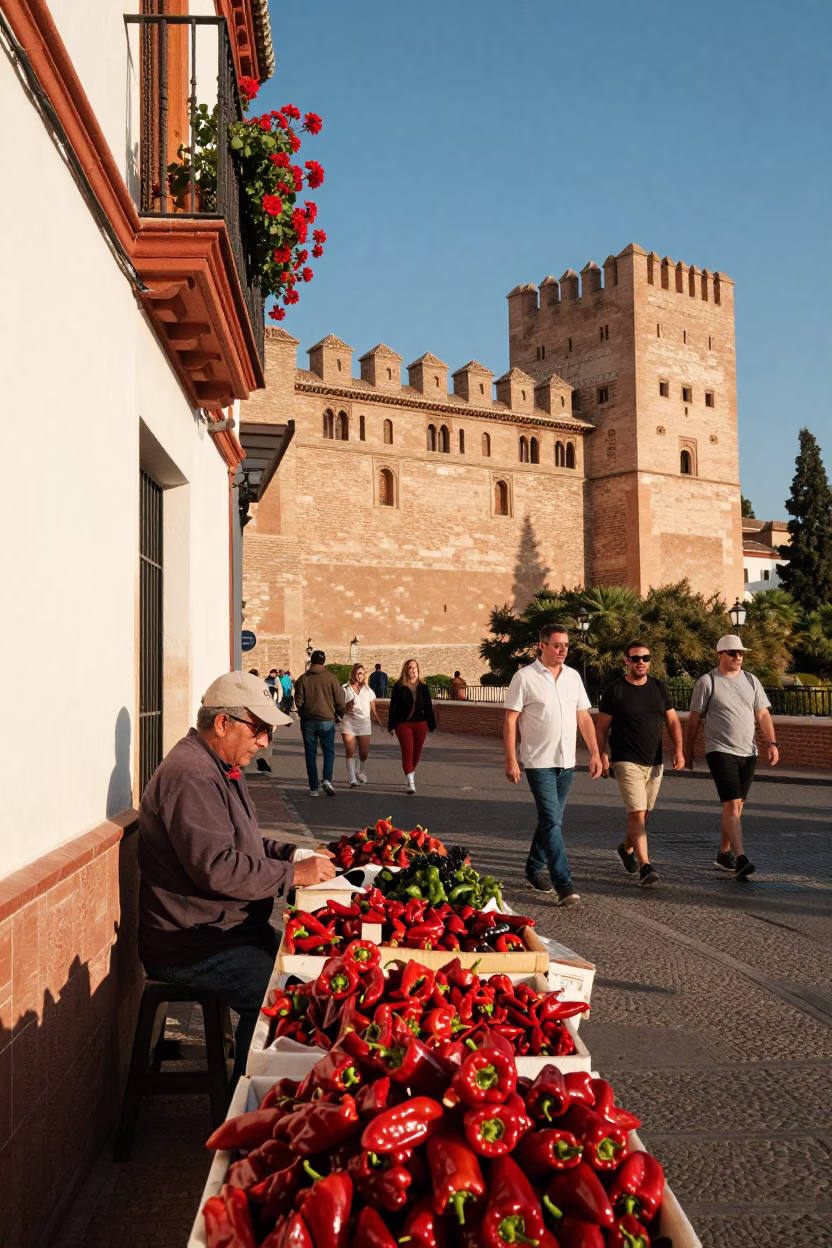 Afternoon Light in Granada at Clear Late-afternoon Light in in Granada, Spain