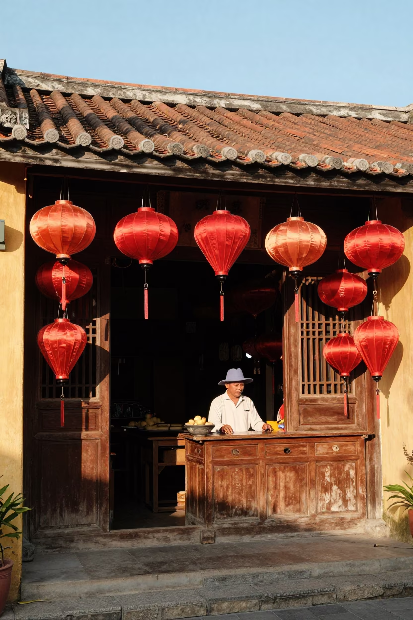 Afternoon Light in Hoi An at Clear Late-afternoon Light in in Hoi An, Vietnam