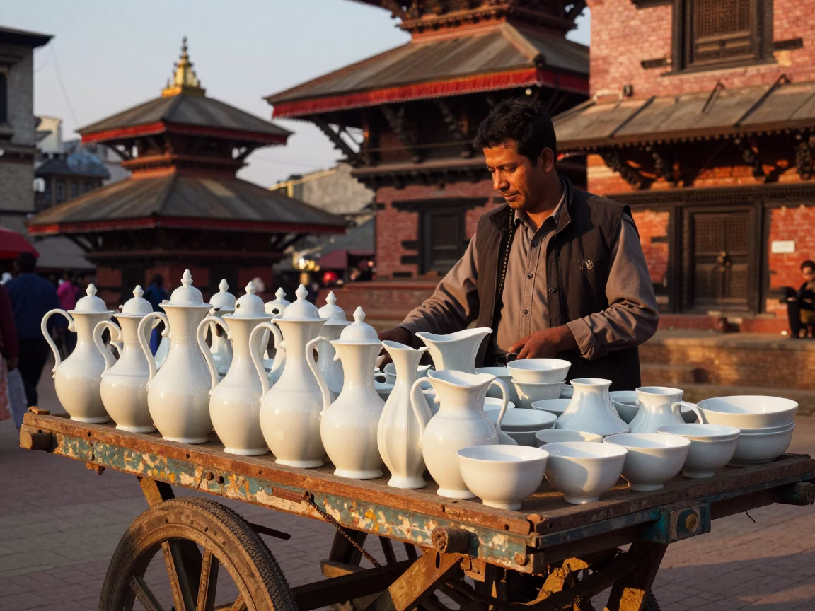 Afternoon Light in Kathmandu at Clear Late-afternoon Light in in Kathmandu, Nepal