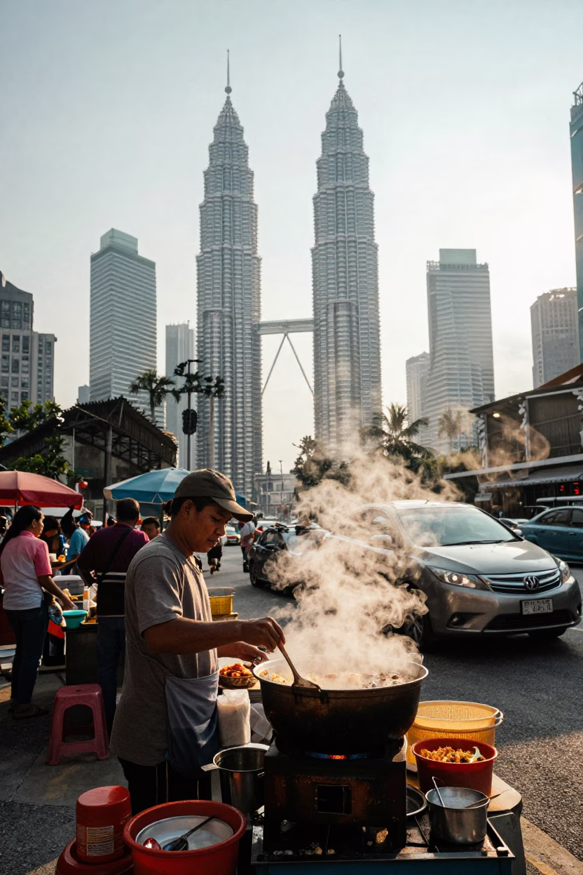 Afternoon Light in Kuala Lumpur at Clear Late-afternoon Light in in Kuala Lumpur, Malaysia