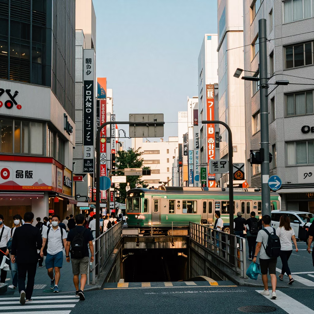 Afternoon Light in Osaka at Clear Late-afternoon Light in in Osaka, Japan