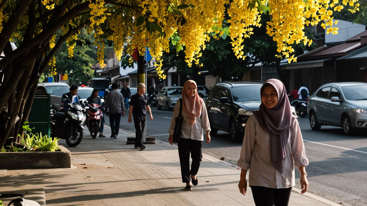 Afternoon Light in Surabaya at Clear Late-afternoon Light in in Surabaya, Indonesia