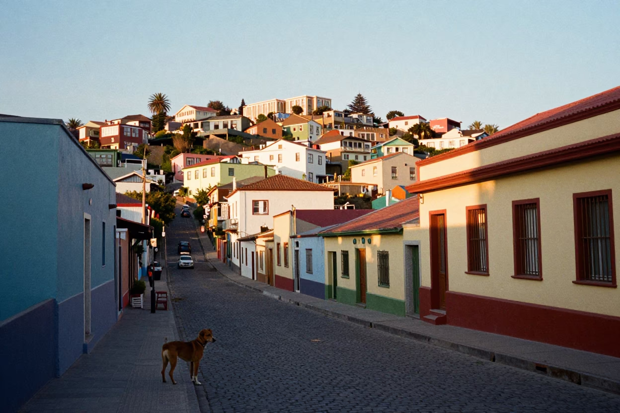 Afternoon Light in Valparaiso at The Late Afternoon Light in in Valparaiso, Chile
