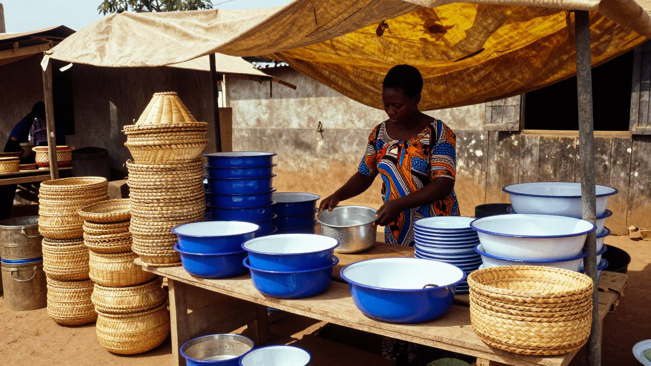 Afternoon Light on Baskets in Accra in in Accra, Ghana