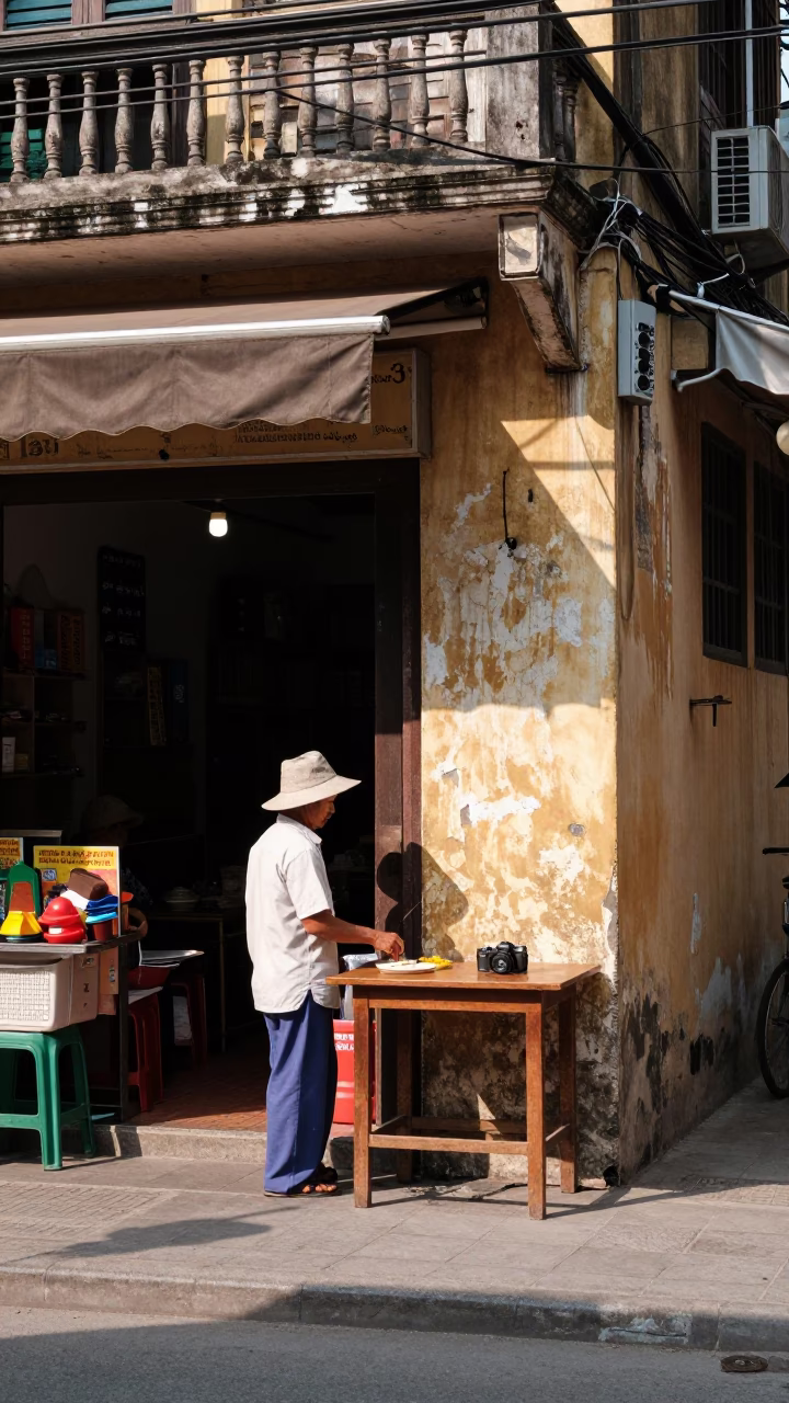 Afternoon Light on Corner Afternoon in Hanoi in in Hanoi, Vietnam