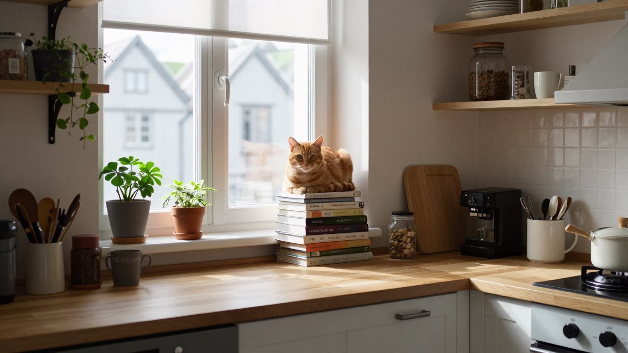 Afternoon Light on Kitchen Interior in Bergen in in Bergen, Norway