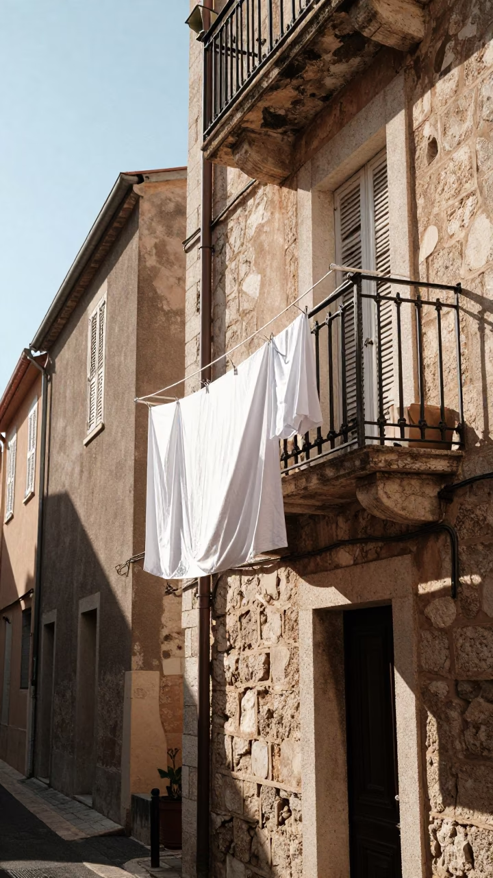 Afternoon Light on Laundry in in Marseille, France
