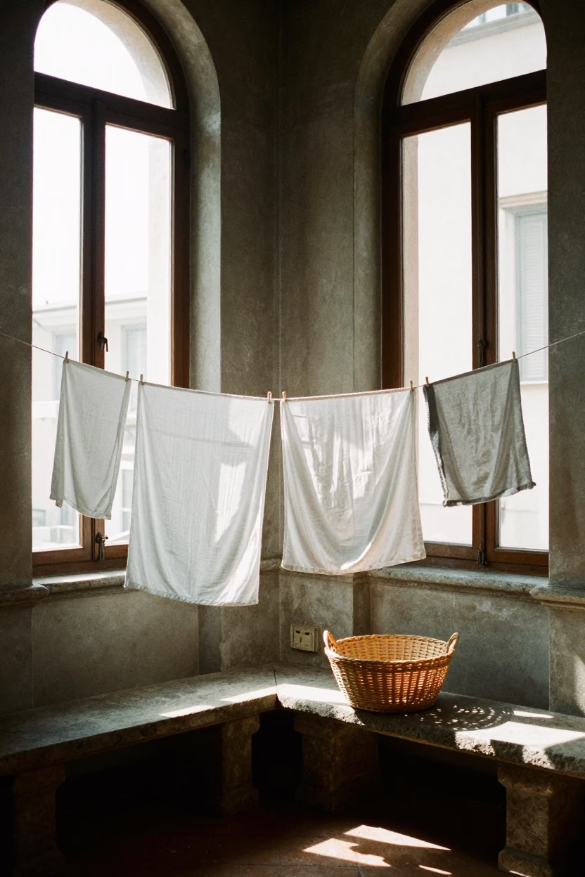 Afternoon Light on Mending in in Milan, Italy