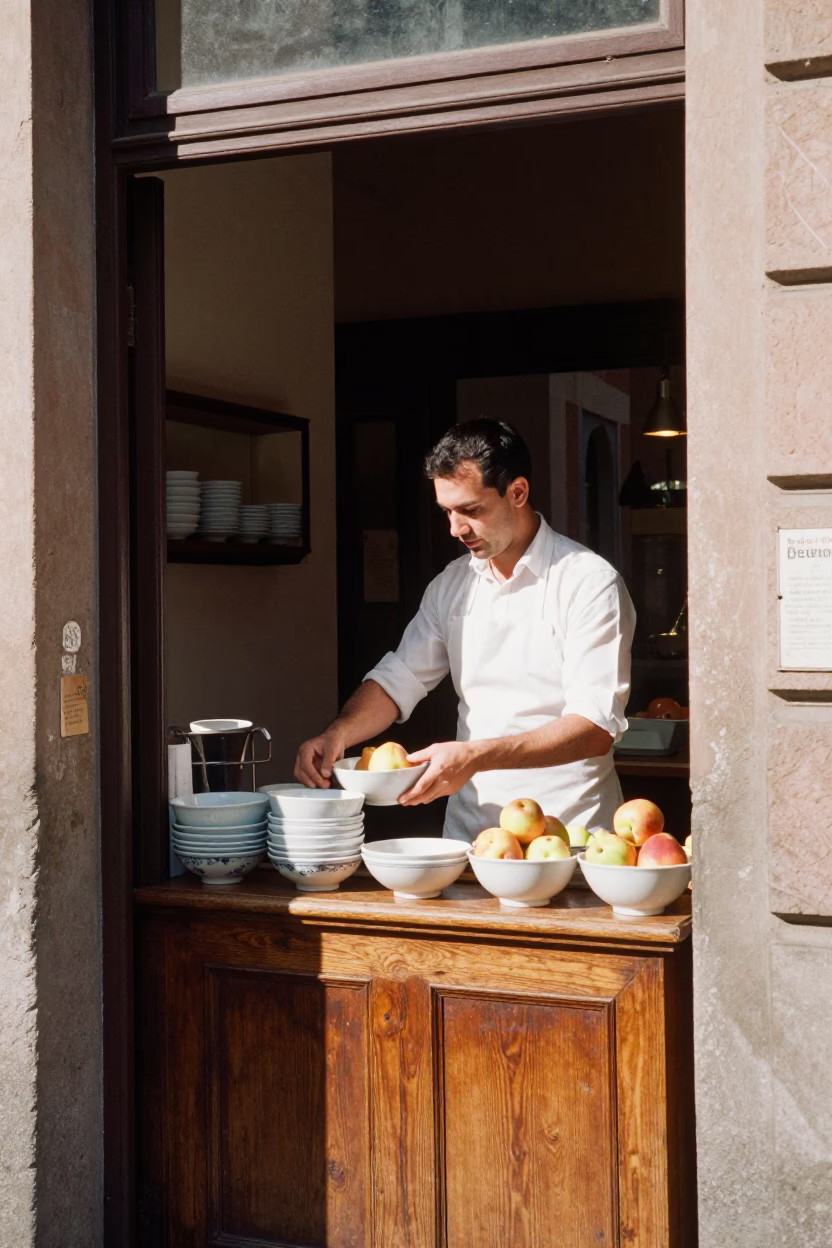 Afternoon Light on Nectarines in in Bologna, Italy
