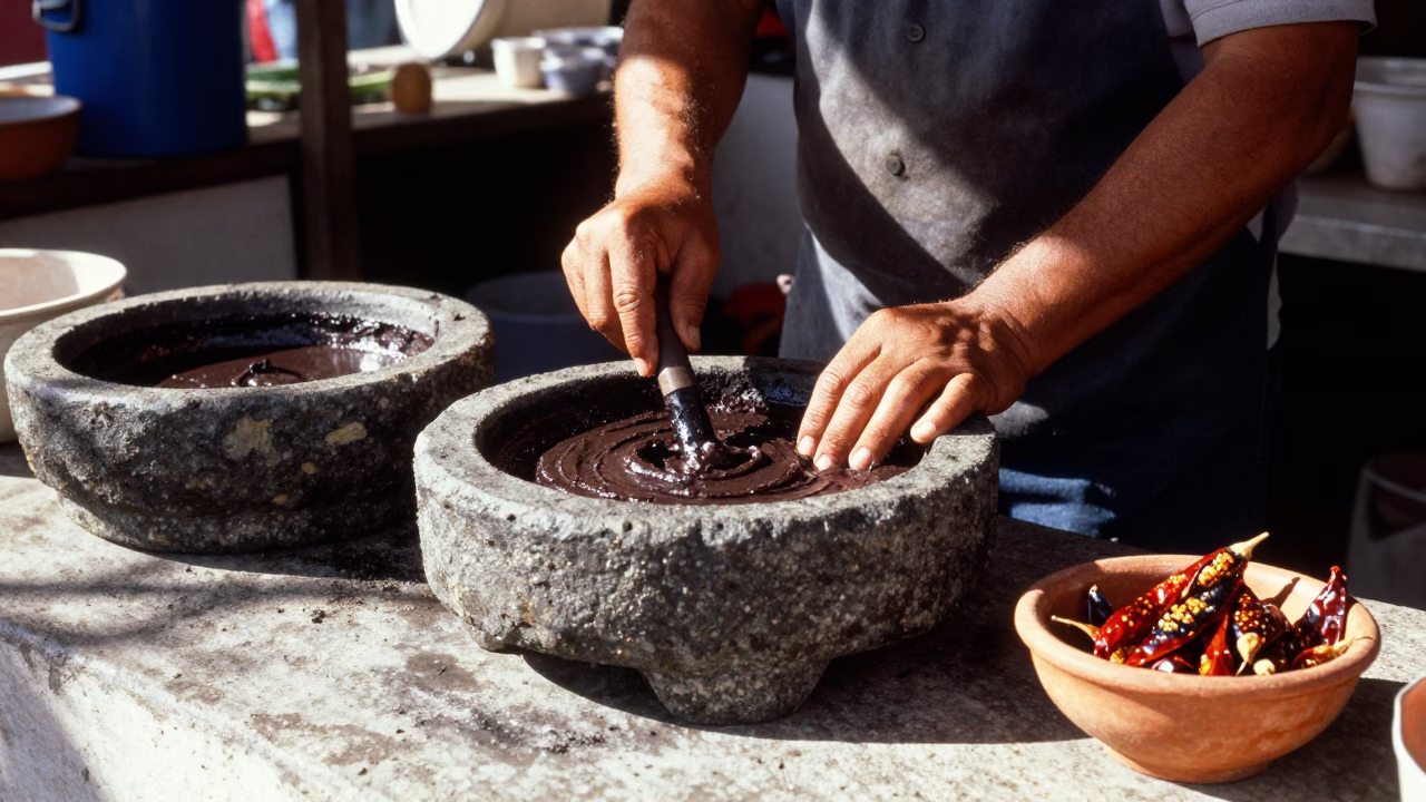 Afternoon Light on Preparing Mole in Oaxaca in in Oaxaca, Mexico