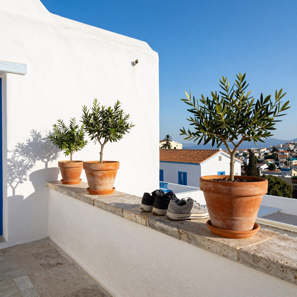 Afternoon Light on Stone Ledge in Athens in in Athens, Greece