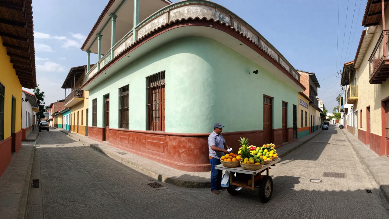 Afternoon Light on Street Corner in Medellin in in Medellin, Colombia