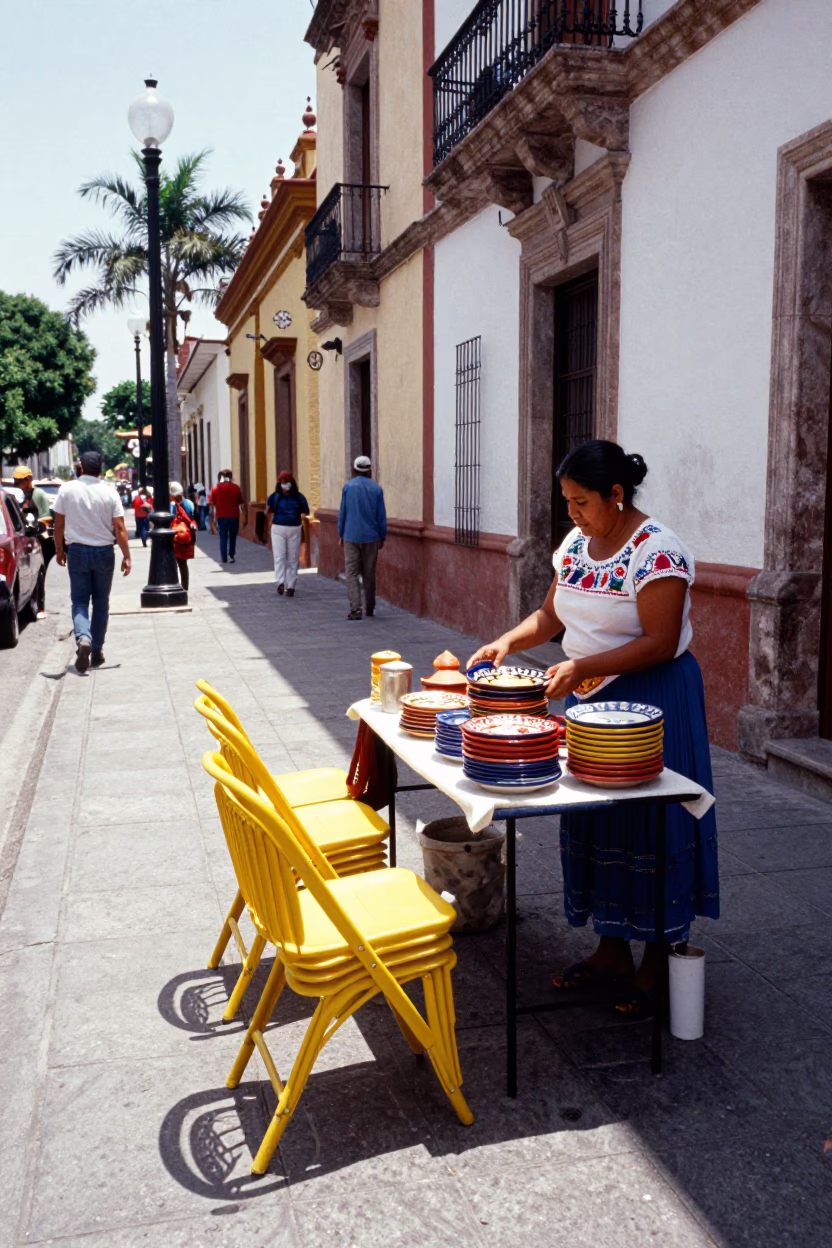 Afternoon Light on Street Scene in Merida in in Merida, Mexico