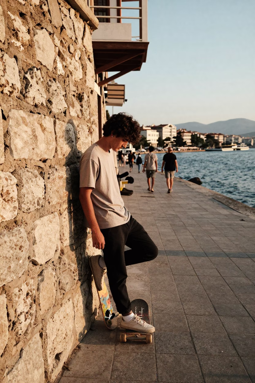 Afternoon Scene in Izmir at The Early Afternoon Light in in Izmir, Turkey