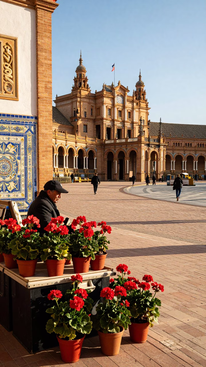 Afternoon Scene in Seville at The Late Afternoon Light in in Seville, Spain