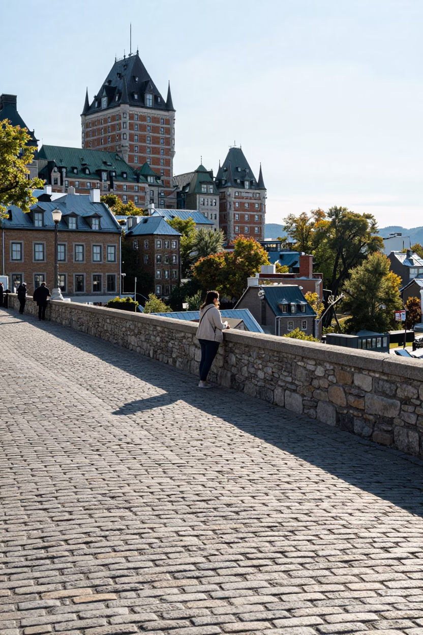 Afternoon Sunlight at Clear Late-afternoon Light in Quebec City in in Quebec City, Quebec, Canada