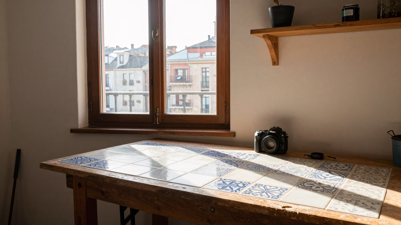 Afternoon Sunlight in Bilbao at Clear Late-afternoon Light in in Bilbao, Spain