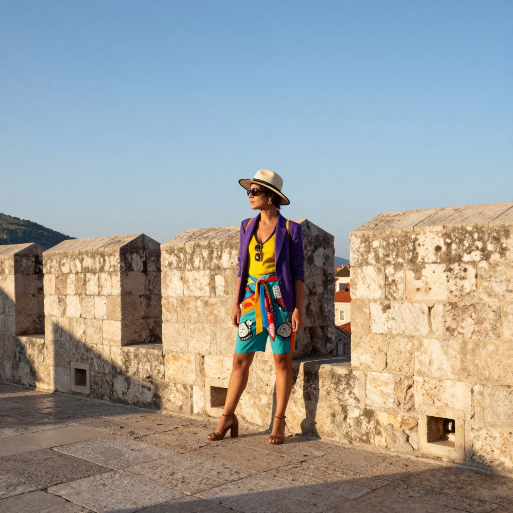 Afternoon Sunlight in Dubrovnik at Clear Late-afternoon Light in in Dubrovnik, Croatia