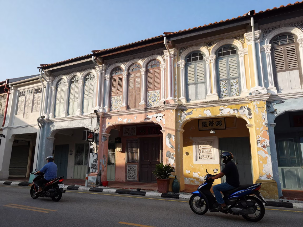 Afternoon Sunlight in George Town at The Early Afternoon Light in in George Town, Malaysia