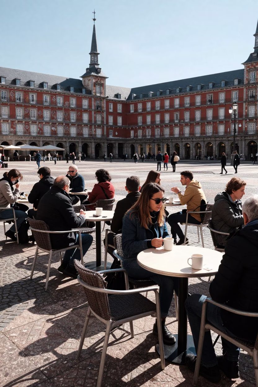 Afternoon Sunlight in Madrid at Clear Late-afternoon Light in in Madrid, Spain