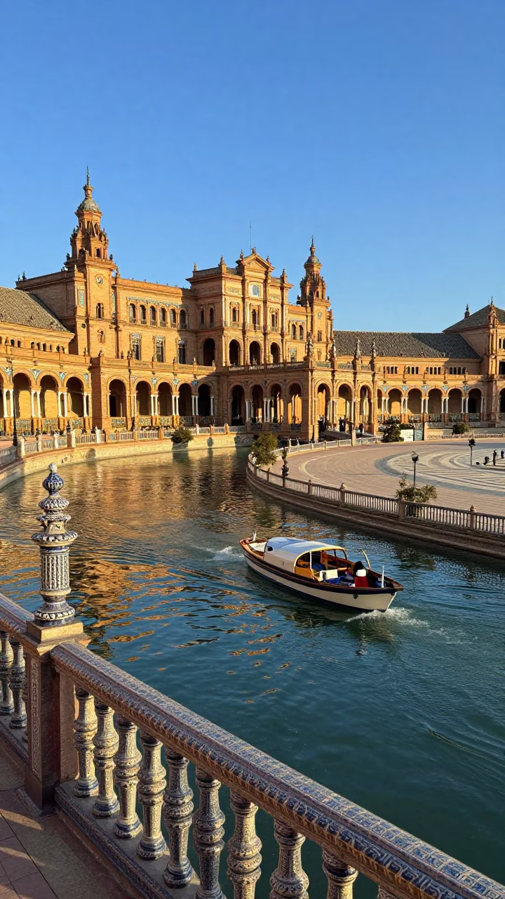 Afternoon Sunlight in Seville at Clear Late-afternoon Light in in Seville, Spain