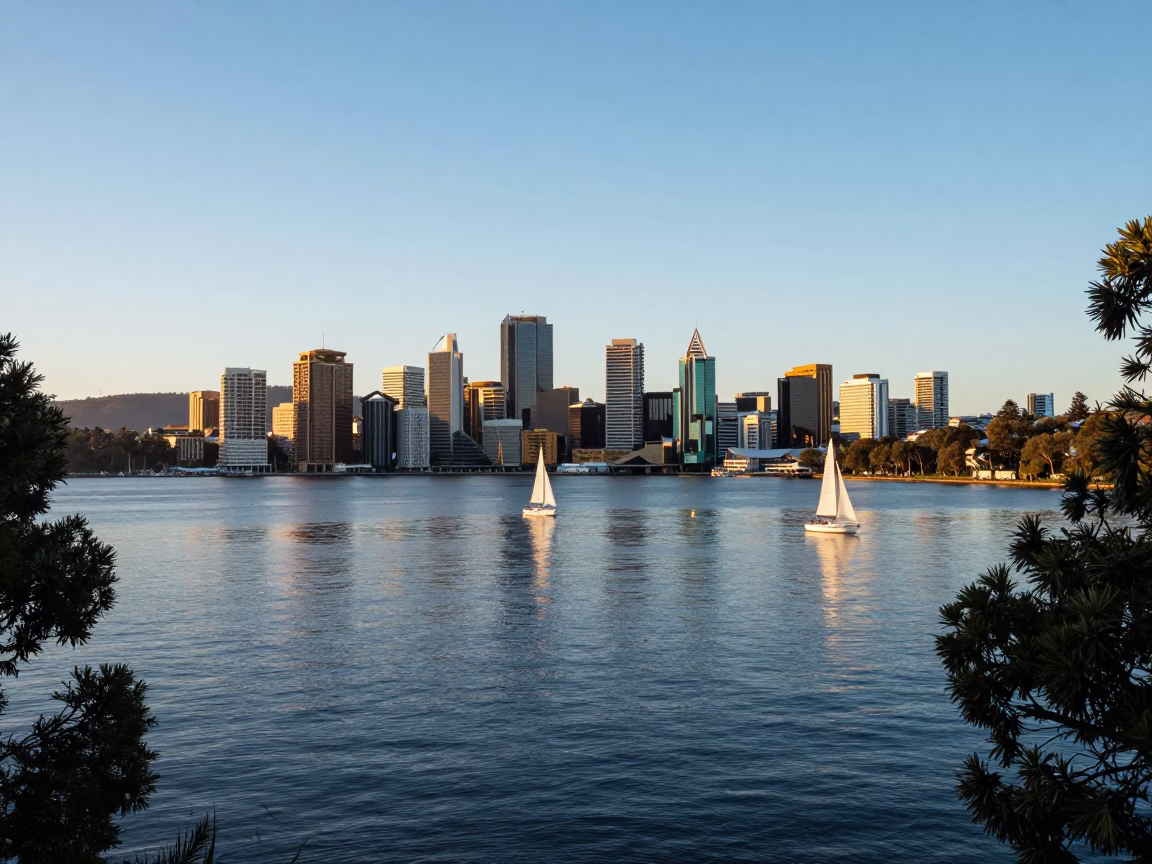 Afternoon View in Hobart at The Early Afternoon Light in in Hobart, Tasmania, Australia