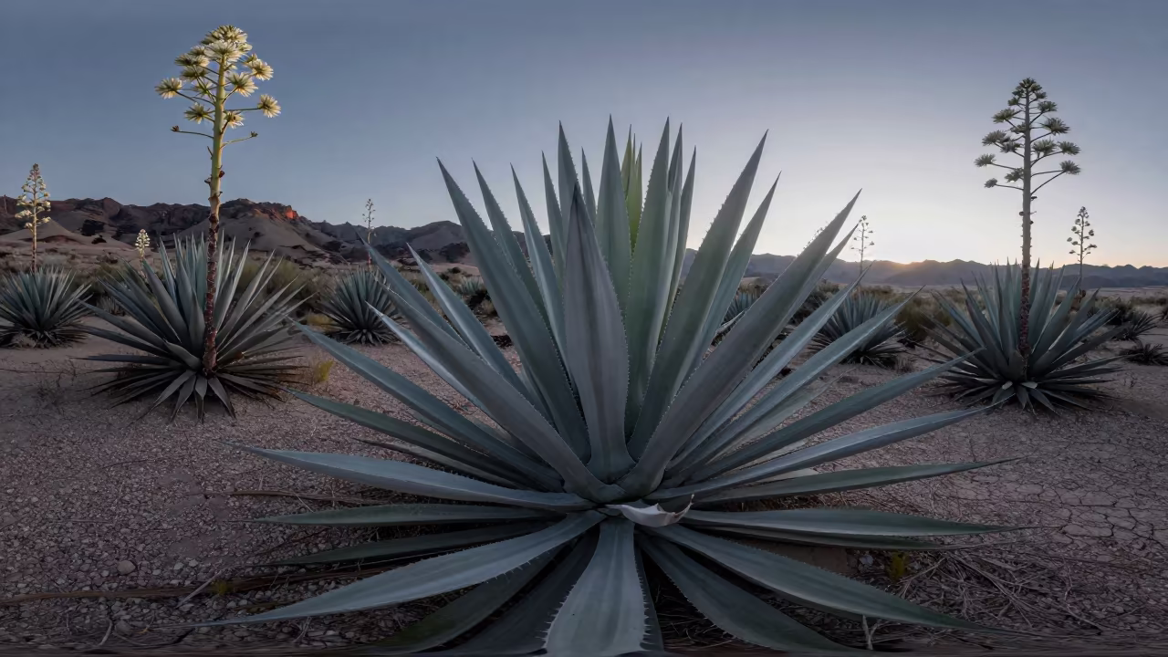 Agave Bloom in Utah Desert Predawn Light in in a bloom-heavy meadow in Utah