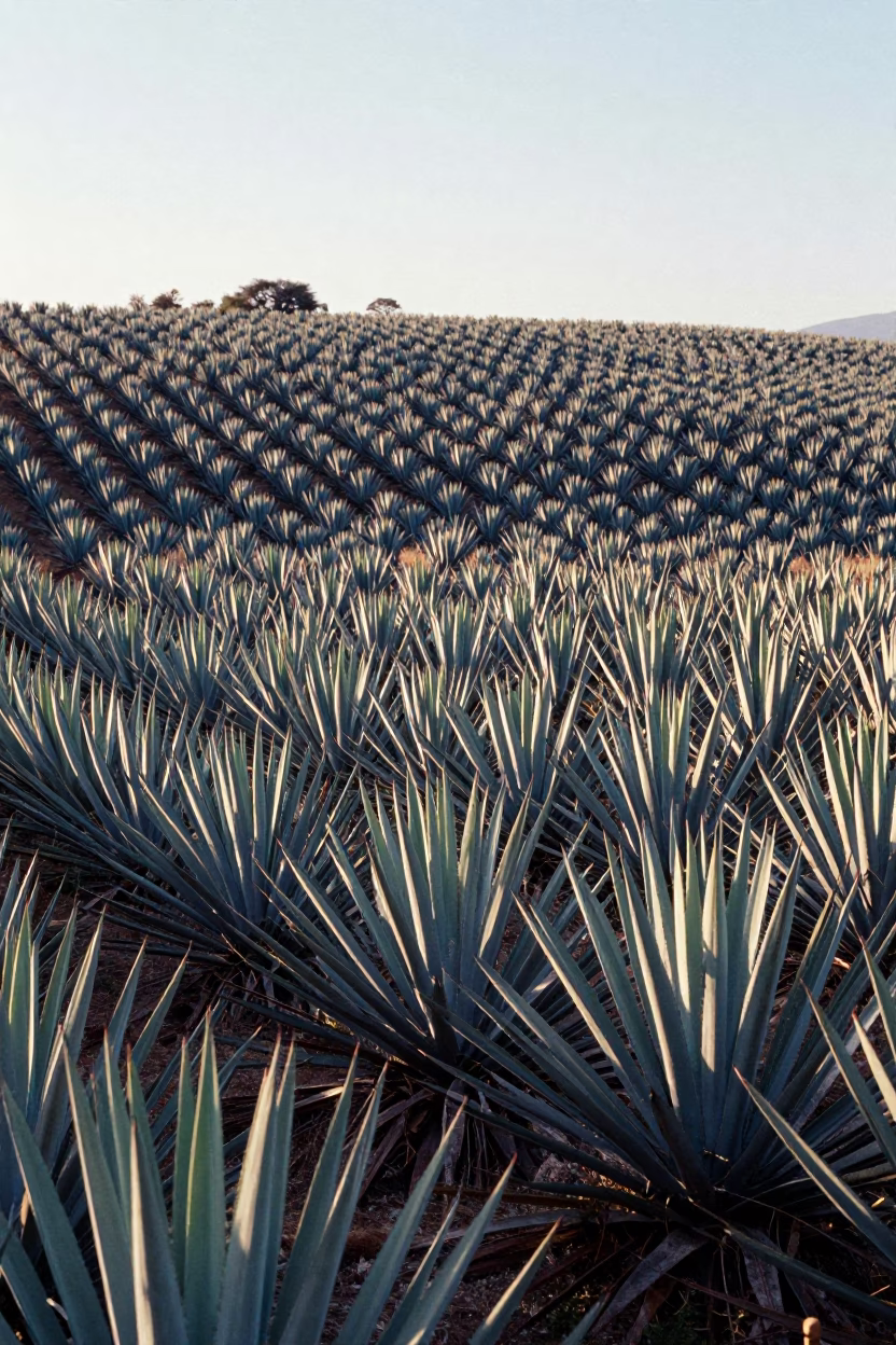 Agave Fields in Oaxaca Mexico Early Afternoon Sunlight Landscape in in Oaxaca, Mexico