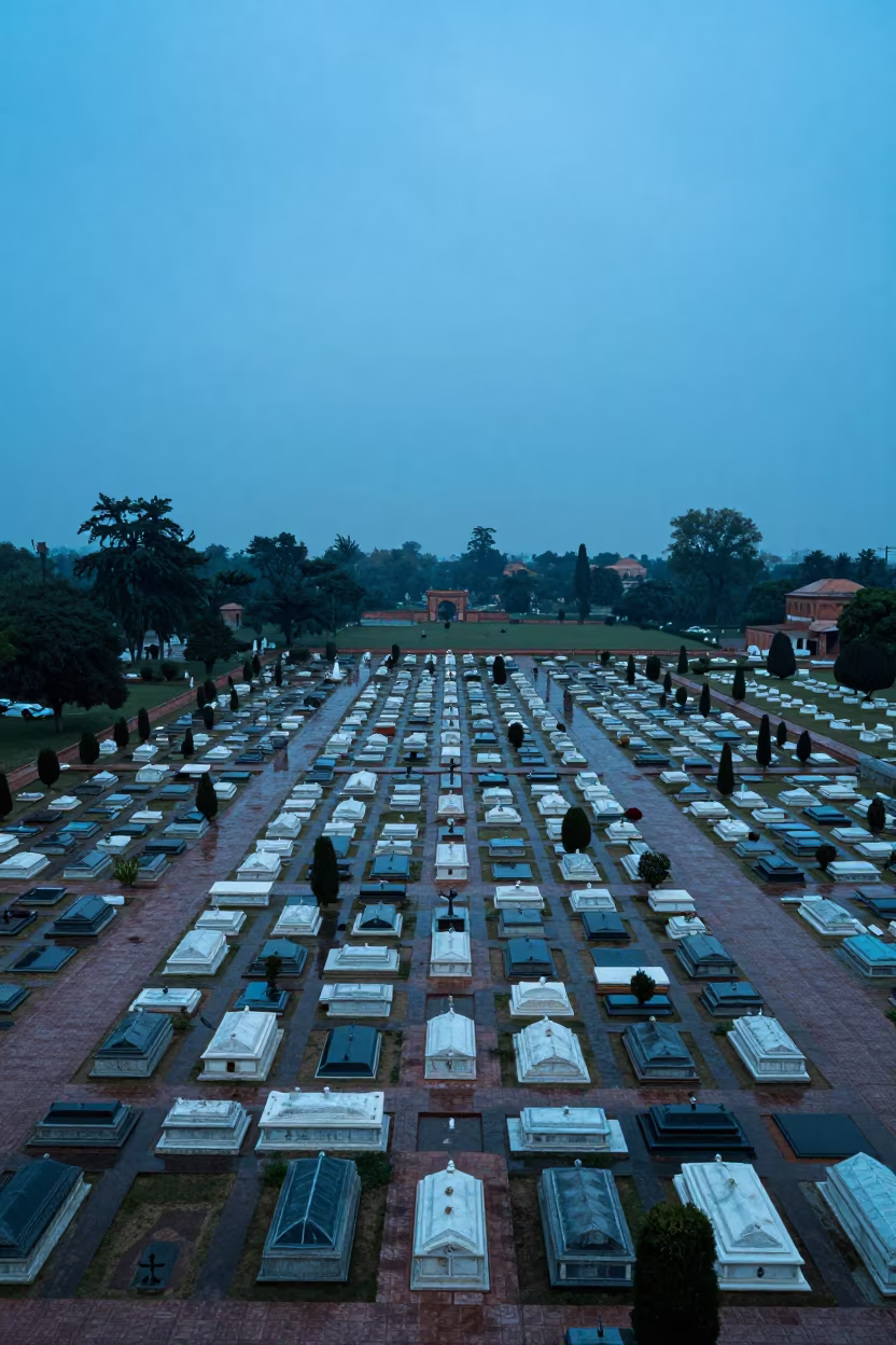 Agra Cemetery Grid After Rain Evening Blue in near Agra