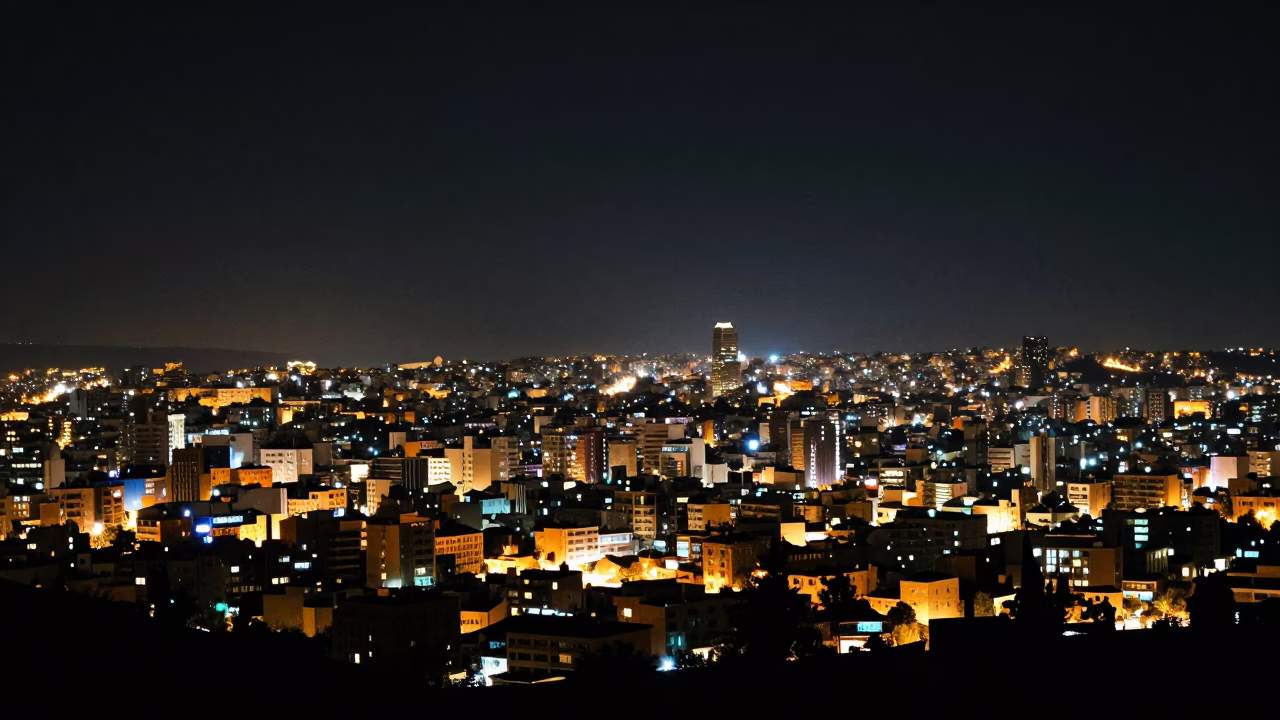 Ain Park in Amman at The Deepest Night Sky Light in in Amman, Jordan