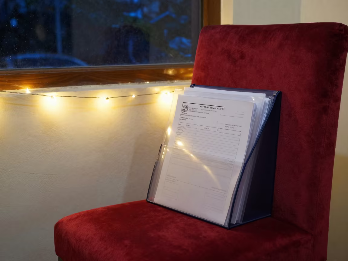 Air Waybill Pouch Rack on Velvet Chair Night in on a velvet chair near Ahmedabad