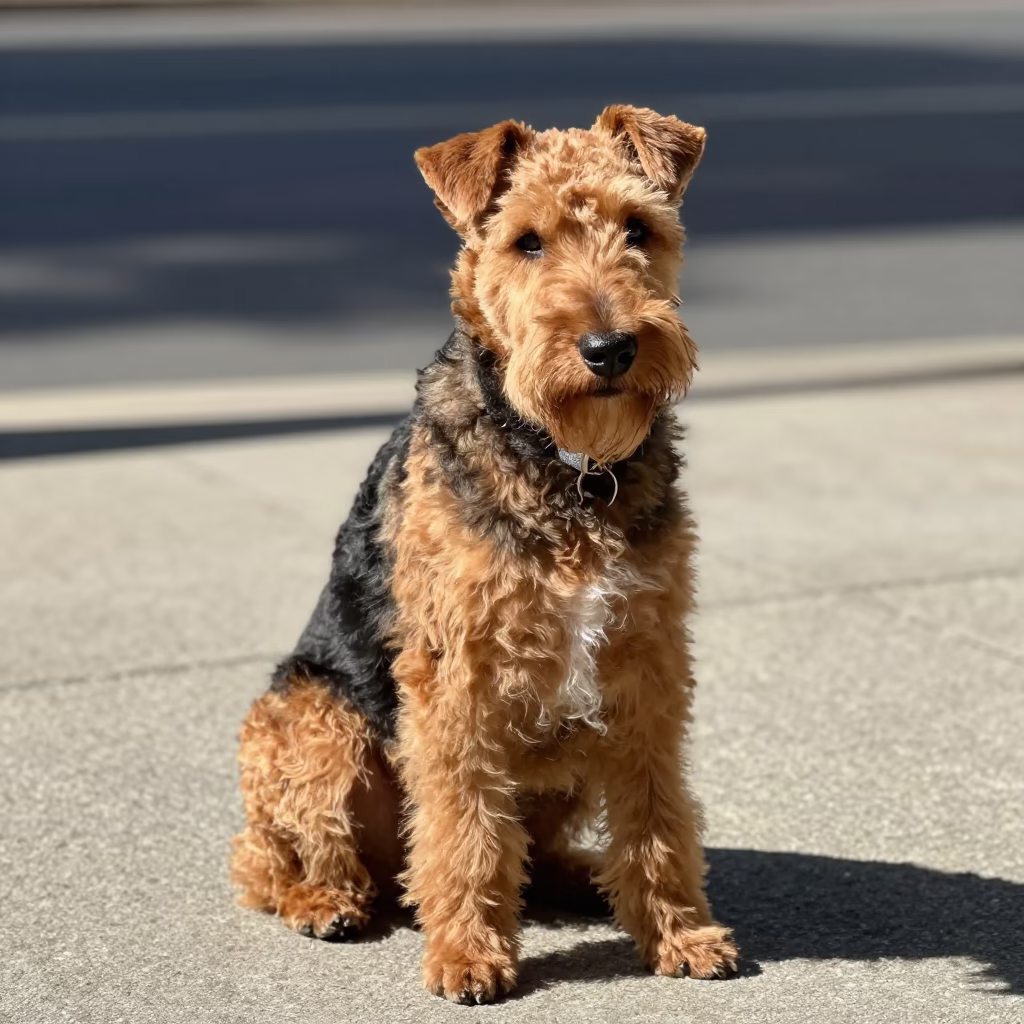 Airedale Terrier in Rio De Janeiro at Bright Midmorning Light in in Rio de Janeiro, Brazil