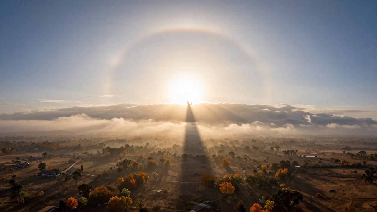 Airplane Shadow Halo Over Eswatini Clouds in in Eswatini