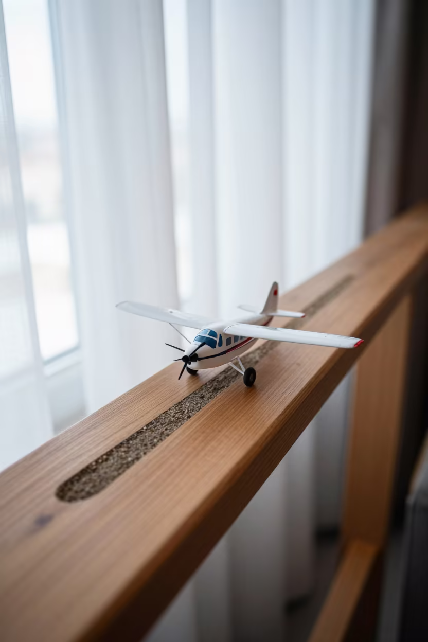 Alaska Bush Plane Model on Kismayo Pier Railing in on a pier railing in Kismayo