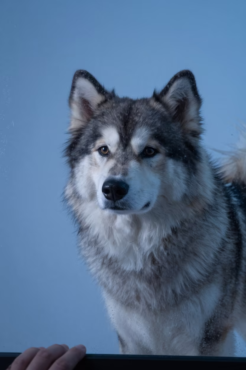Alaskan Klee Kai Portrait in Twilight Studio in in a quiet portrait studio with a plain backdrop and eye-level framing in Santiago de Veraguas