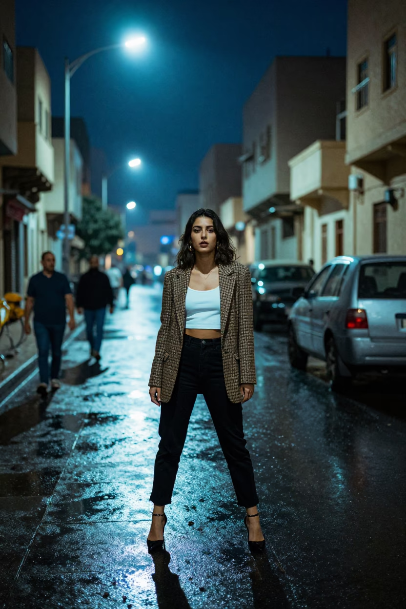 Alexandria 1990s Style at Late At Night Light in in Alexandria, Egypt