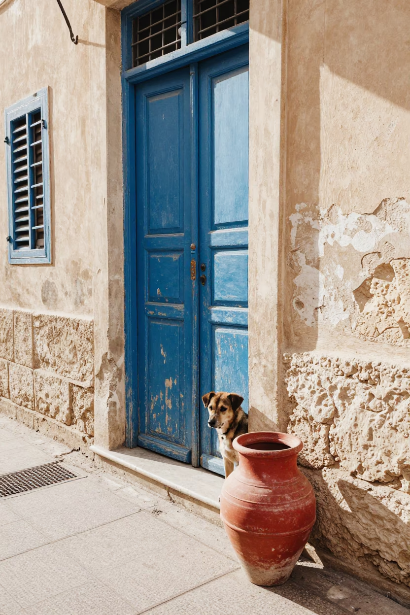 Alexandria Dog at Late Morning Light in in Alexandria, Egypt