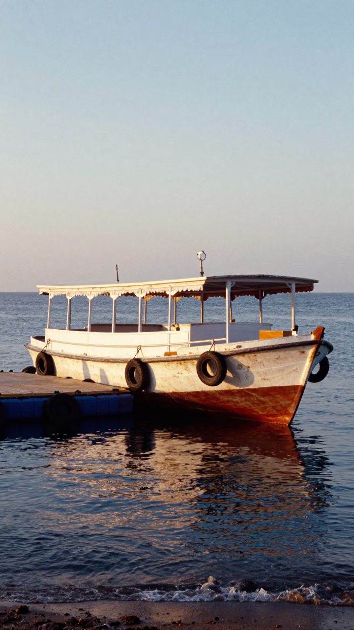 Alexandria Egypt Early Morning Water Taxi Floating Dock Mediterranean Coast in in Alexandria, Egypt