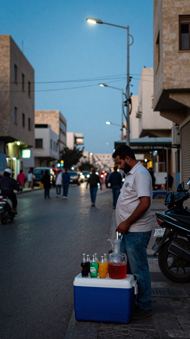 Alexandria Egypt Evening Street Scene with Cooler Jug and Urban Details in in Alexandria, Egypt