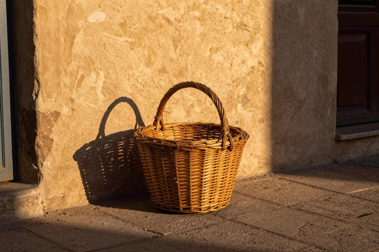 Alexandria Egypt Golden Hour Street Scene with Wicker Basket in in Alexandria, Egypt