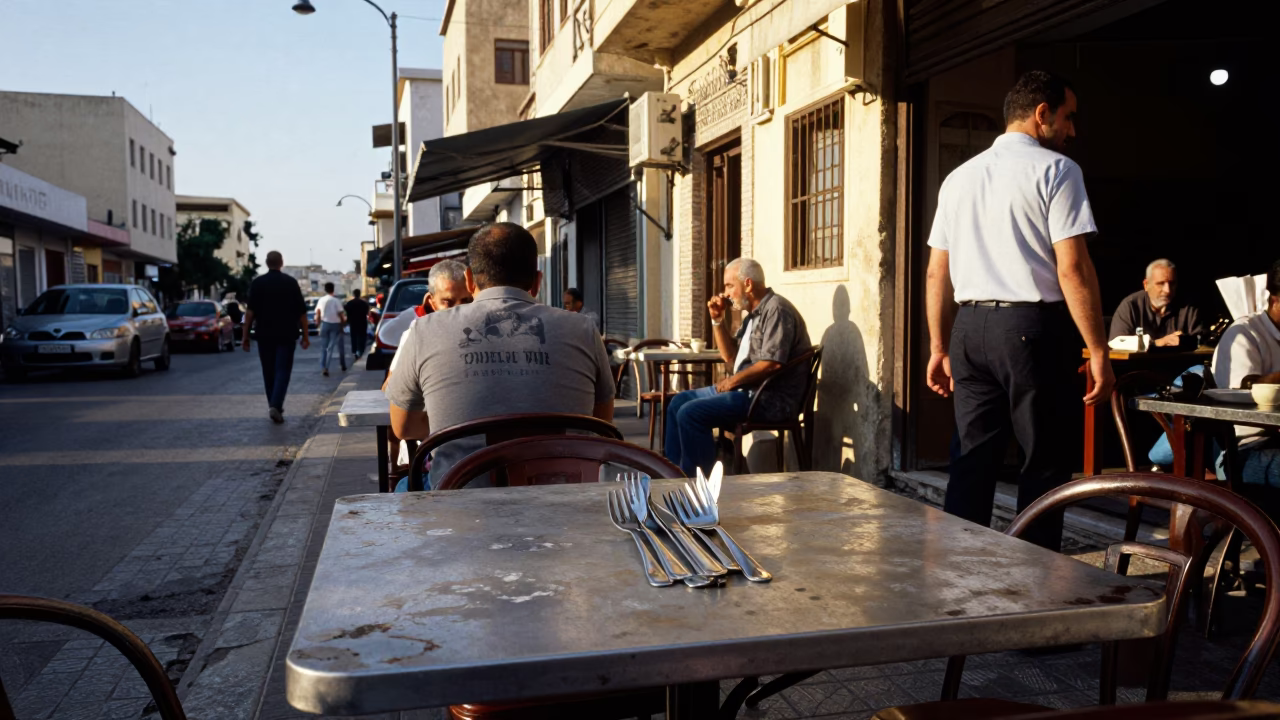 Alexandria Egypt Late Afternoon Street Scene with Cutlery and Local Life in in Alexandria, Egypt